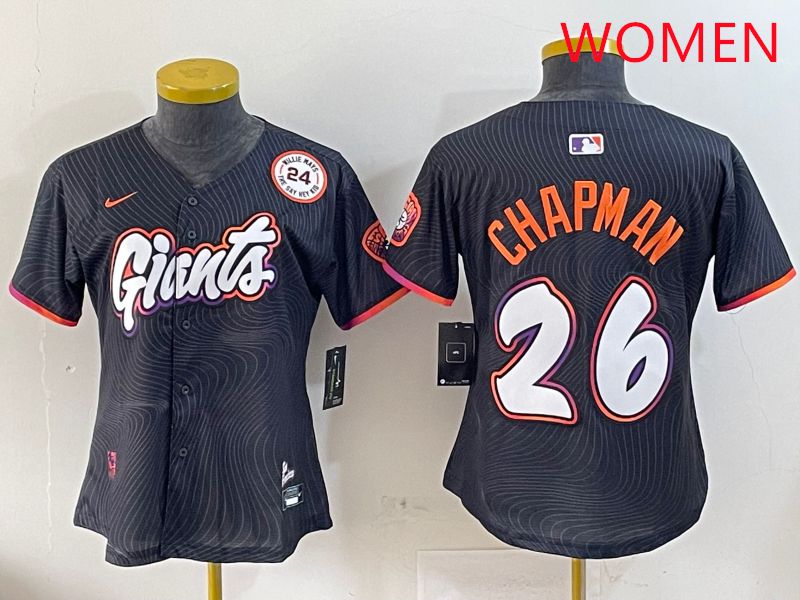 Women San Francisco Giants #26 Chapman Black Joint Name Nike 2025 MLB Jersey style 9